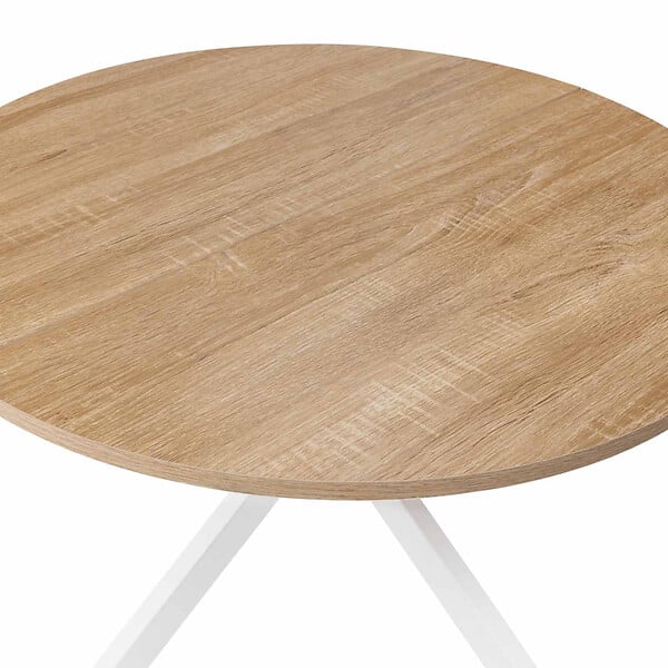 ID MARKET - Table basse ronde ALIX pied araignée 70 cm bois et blanc - large