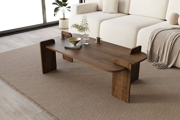 HABITAT ET JARDIN - Table basse en bois "Lovge" 120 x 60 x 35 cm - Noyer - large