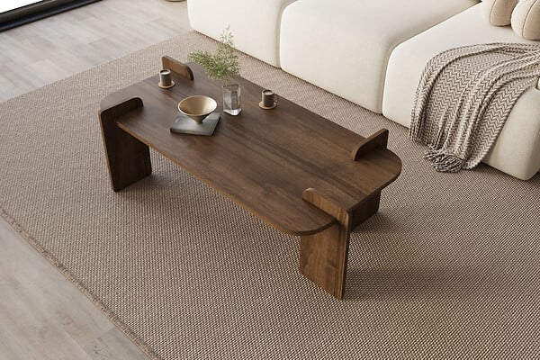 HABITAT ET JARDIN - Table basse en bois "Lovge" 120 x 60 x 35 cm - Noyer - large