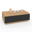 ID MARKET - Table basse TOMI 110 cm avec porte façon hêtre et noir - vignette