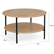 ID MARKET - Table basse double plateau rond DETROIT 70 cm design industriel - vignette