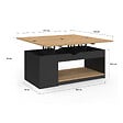 ID MARKET - Table basse plateau relevable rectangulaire convertible en table à manger ELEA 100 cm bois noir et façon hêtre - vignette