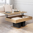 ID MARKET - Table basse plateau relevable rectangulaire ELIAD bois et noir - vignette