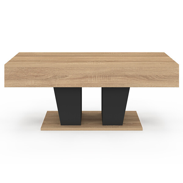 ID MARKET - Table basse plateau relevable rectangulaire ELIAD bois et noir - large