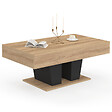 ID MARKET - Table basse plateau relevable rectangulaire ELIAD bois et noir - vignette