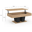 ID MARKET - Table basse plateau relevable rectangulaire ELIAD bois et noir - vignette