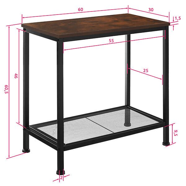 TECTAKE - Table d’appoint FILTON 60x30,5x60,5cm - large