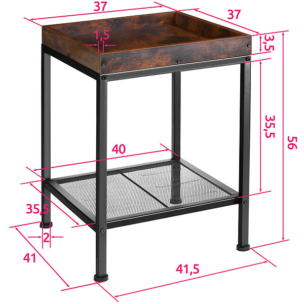 TECTAKE - Table d’appoint ROCHESTER 41,5x41x56cm - large