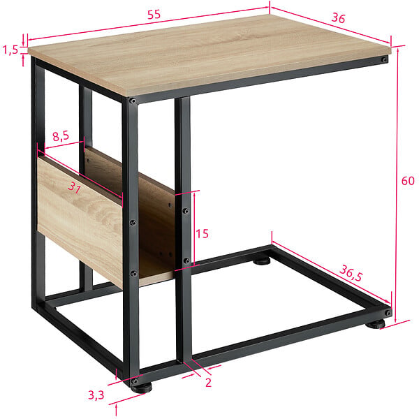 TECTAKE - Table d’appoint WIGAN 55x36,5x60cm - large