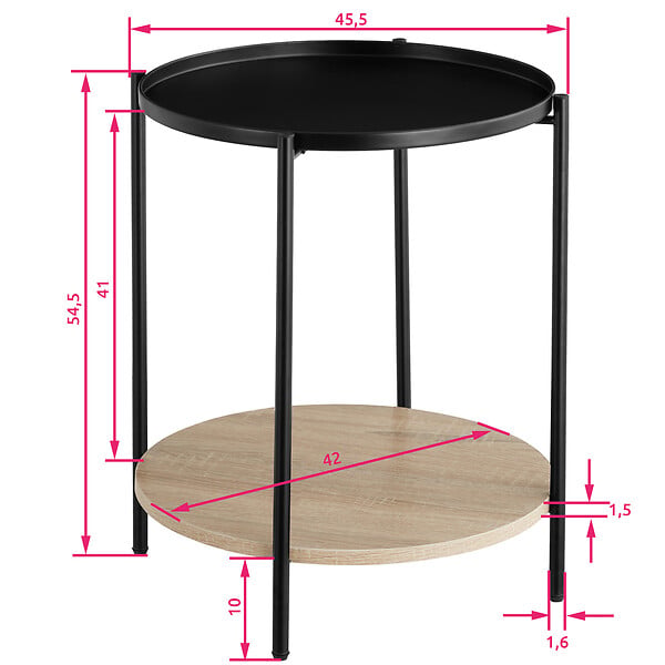 TECTAKE - Table d’appoint SUNDERLAND 45,5x54,5cm - large