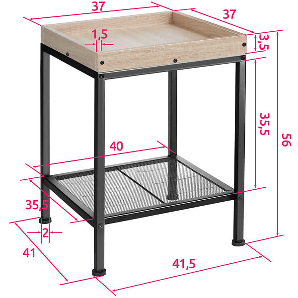 TECTAKE - Table d’appoint ROCHESTER 41,5x41x56cm - large