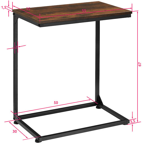TECTAKE - Table d’appoint CARDIFF 55,5x35x67cm - large