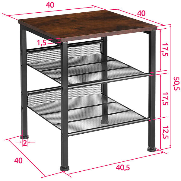 TECTAKE - Table d’appoint LINCOLN 40,5x40x50,5cm - large