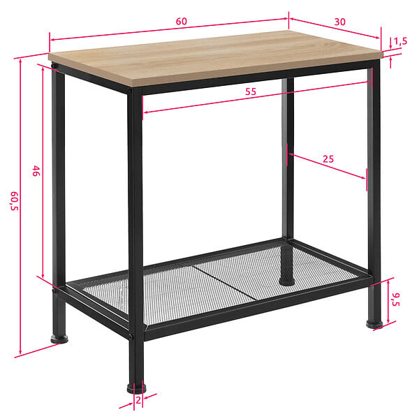 TECTAKE - Table d’appoint FILTON 60x30,5x60,5cm - large