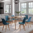 ID MARKET - Lot de 6 chaises scandinaves SARA bleu canard pour salle à manger - vignette