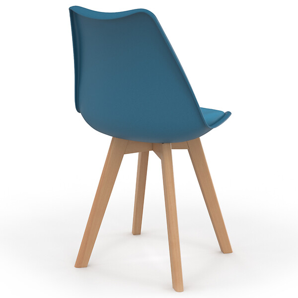 ID MARKET - Lot de 6 chaises scandinaves SARA bleu canard pour salle à manger - large
