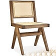 TECTAKE - Chaise en bois avec cannage viennois design boho chêne clair - vignette