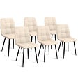 ID MARKET - Lot de 6 chaises MILA en velours beige pour salle à manger - vignette