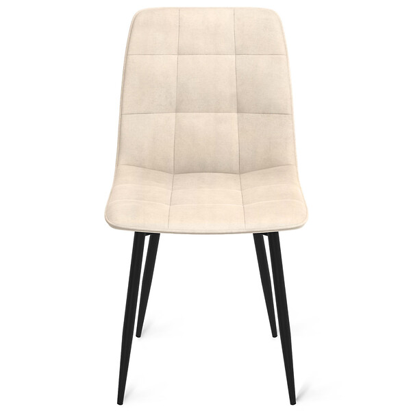 ID MARKET - Lot de 6 chaises MILA en velours beige pour salle à manger - large