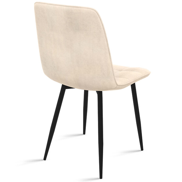 ID MARKET - Lot de 6 chaises MILA en velours beige pour salle à manger - large