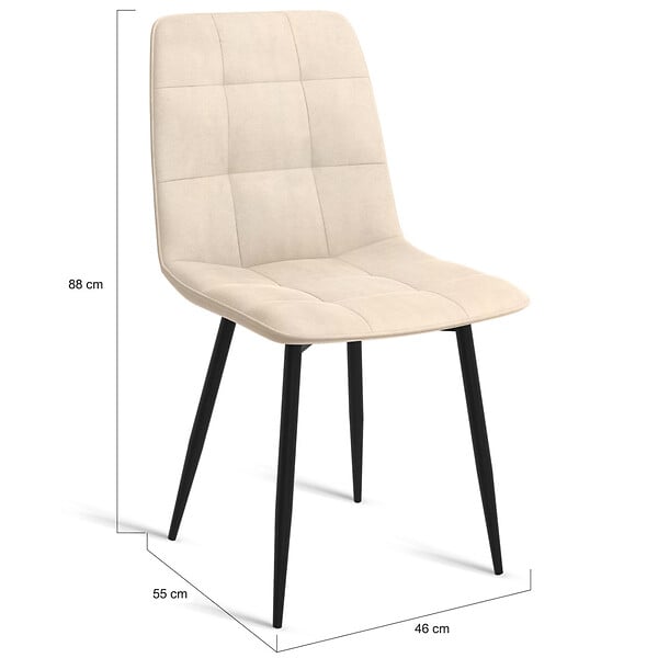 ID MARKET - Lot de 6 chaises MILA en velours beige pour salle à manger - large