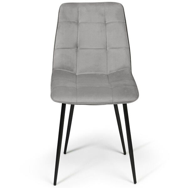 ID MARKET - Lot de 4 chaises MILA en velours gris clair pour salle à manger - large