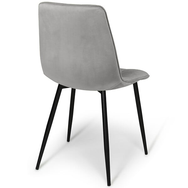 ID MARKET - Lot de 4 chaises MILA en velours gris clair pour salle à manger - large