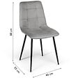 ID MARKET - Lot de 4 chaises MILA en velours gris clair pour salle à manger - vignette