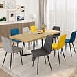 ID MARKET - Lot de 8 chaises MILA en velours mix color bleu x2, gris foncé x2, gris clair x2, jaune x2 - vignette