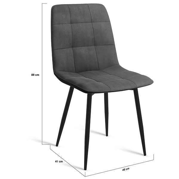 ID MARKET - Lot de 8 chaises MILA en velours mix color bleu x2, gris foncé x2, gris clair x2, jaune x2 - large