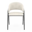 ID MARKET - Lot de 2 chaises de salle à manger VINI en velours côtelé beige dossier arrondi et pieds métal noir - vignette