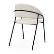 ID MARKET - Lot de 2 chaises de salle à manger VINI en velours côtelé beige dossier arrondi et pieds métal noir - vignette