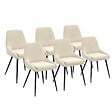 ID MARKET - Lot de 6 chaises THALYA en velours beige avec accoudoirs - vignette