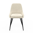 ID MARKET - Lot de 6 chaises THALYA en velours beige avec accoudoirs - vignette