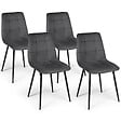 ID MARKET - Lot de 4 chaises MILA en velours gris foncé pour salle à manger - vignette