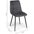 ID MARKET - Lot de 4 chaises MILA en velours gris foncé pour salle à manger - vignette