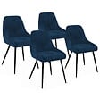 ID MARKET - Lot de 4 chaises THALYA en velours bleu avec accoudoirs - vignette