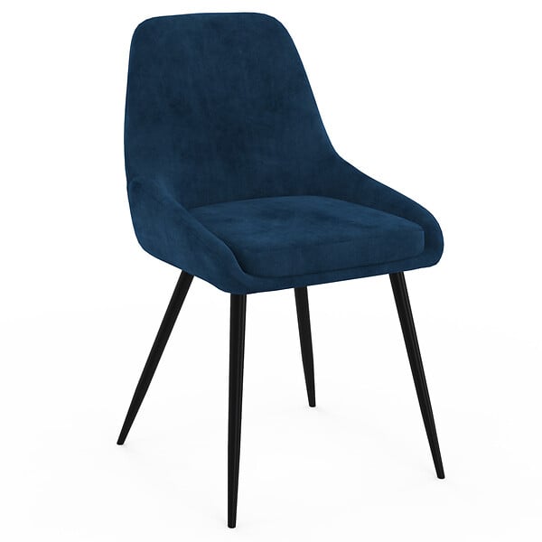 ID MARKET - Lot de 4 chaises THALYA en velours bleu avec accoudoirs - large