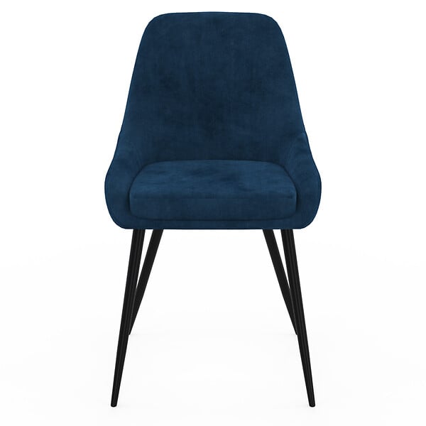 ID MARKET - Lot de 4 chaises THALYA en velours bleu avec accoudoirs - large