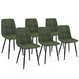 ID MARKET - Lot de 6 chaises MILA en velours vert kaki pour salle à manger - vignette
