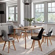ID MARKET - Lot de 6 chaises scandinaves SARA gris foncé, gris clair, blanc, noir et patchworks noirs, gris et blancs - vignette