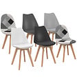 ID MARKET - Lot de 6 chaises scandinaves SARA gris foncé, gris clair, blanc, noir et patchworks noirs, gris et blancs - vignette
