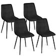 ID MARKET - Lot de 4 chaises MILA en velours noir pour salle à manger - vignette