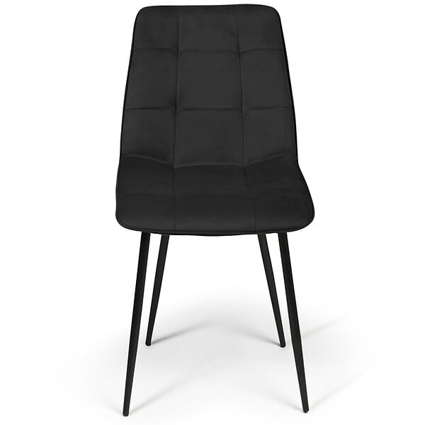 ID MARKET - Lot de 4 chaises MILA en velours noir pour salle à manger - large