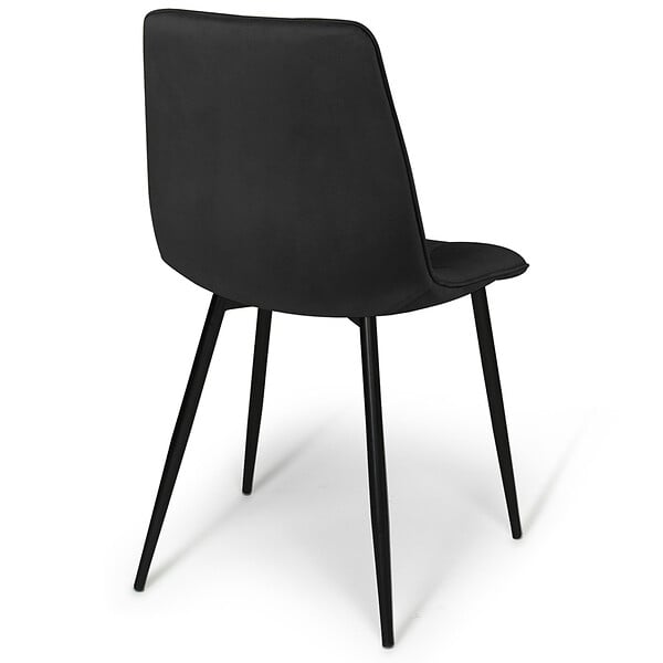 ID MARKET - Lot de 4 chaises MILA en velours noir pour salle à manger - large