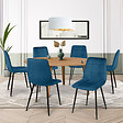 ID MARKET - Lot de 6 chaises MILA en velours bleu pour salle à manger - vignette