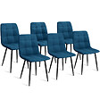 ID MARKET - Lot de 6 chaises MILA en velours bleu pour salle à manger - vignette