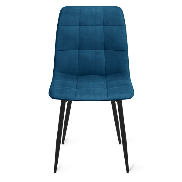 ID MARKET - Lot de 6 chaises MILA en velours bleu pour salle à manger - large