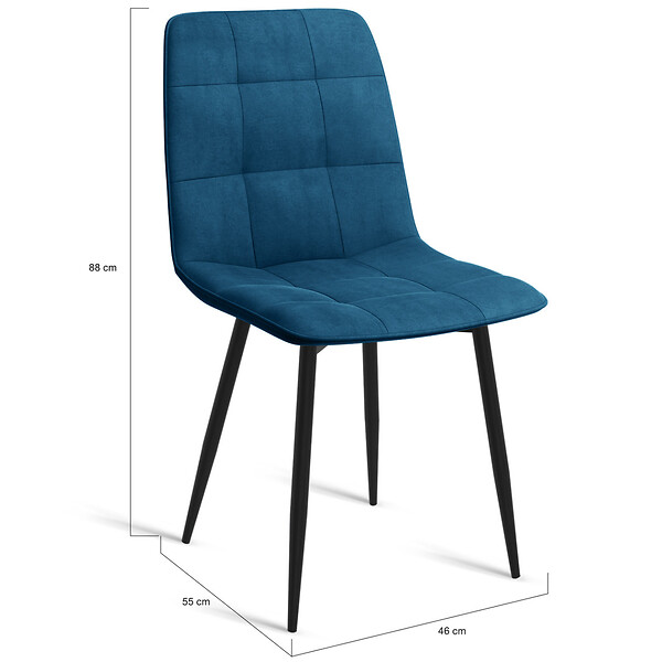 ID MARKET - Lot de 6 chaises MILA en velours bleu pour salle à manger - large