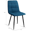 ID MARKET - Lot de 6 chaises MILA en velours bleu pour salle à manger - vignette
